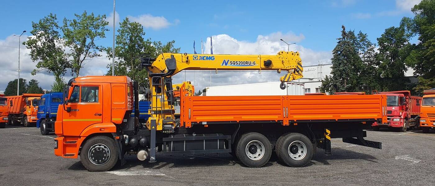 КАМАЗ 65115-56 с КМУ XCMG SQS200-6 - перевозка и погрузка одной машиной