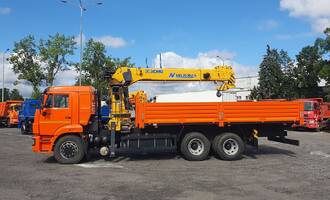 КАМАЗ 65115-56 с КМУ XCMG SQS200-6 - перевозка и погрузка одной машиной