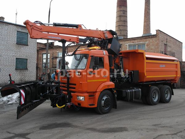 КДМ-650-07-01 на ш.6520-53 (ГМУ, Самосв.кузов, ПС сталь 09Г2С, V=10,5 м3, Передний и Боковой отвалы)